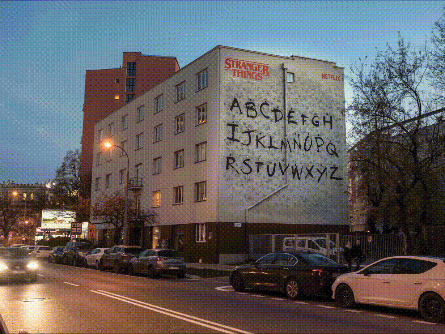 mural reklamowy na ulicy Solec na zamówienie marki Netflix Stranger Things w Warszawie | Stranger Things | Portfolio