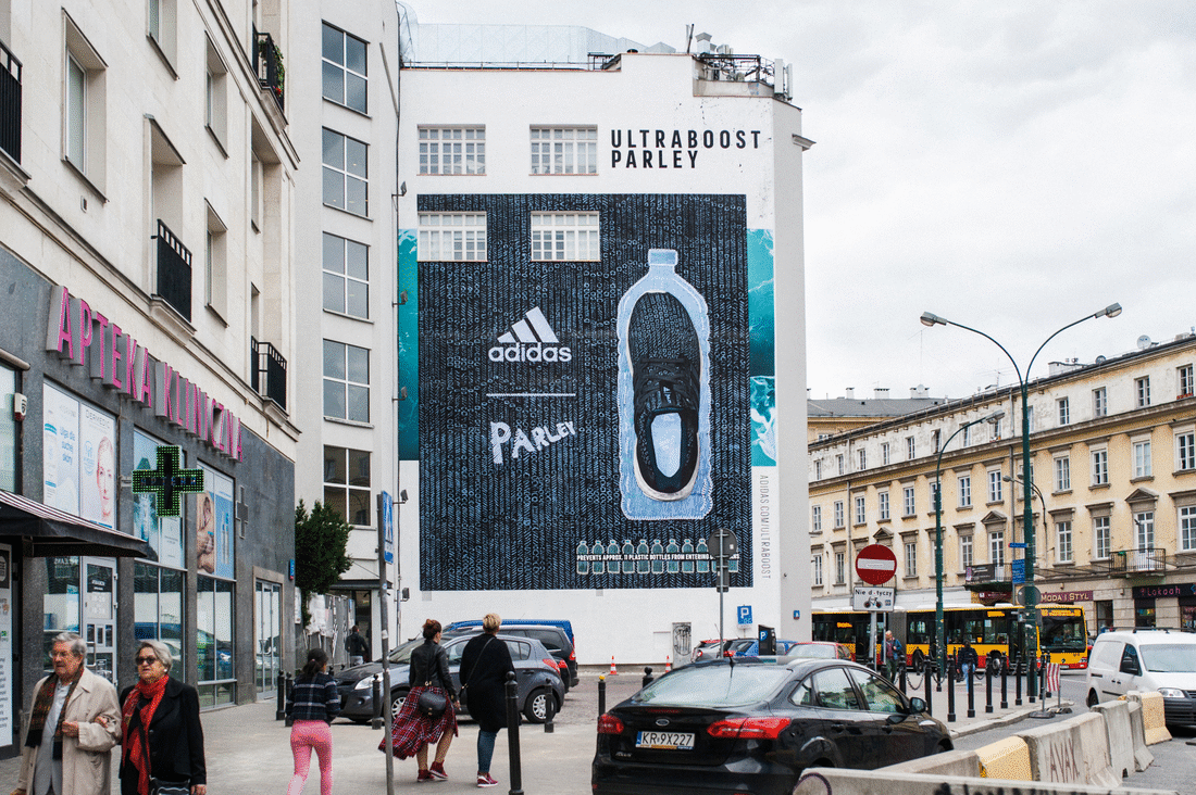 Shining mural Adidas Warsaw centrum bracka steet | Adidas Parley | Portfolio