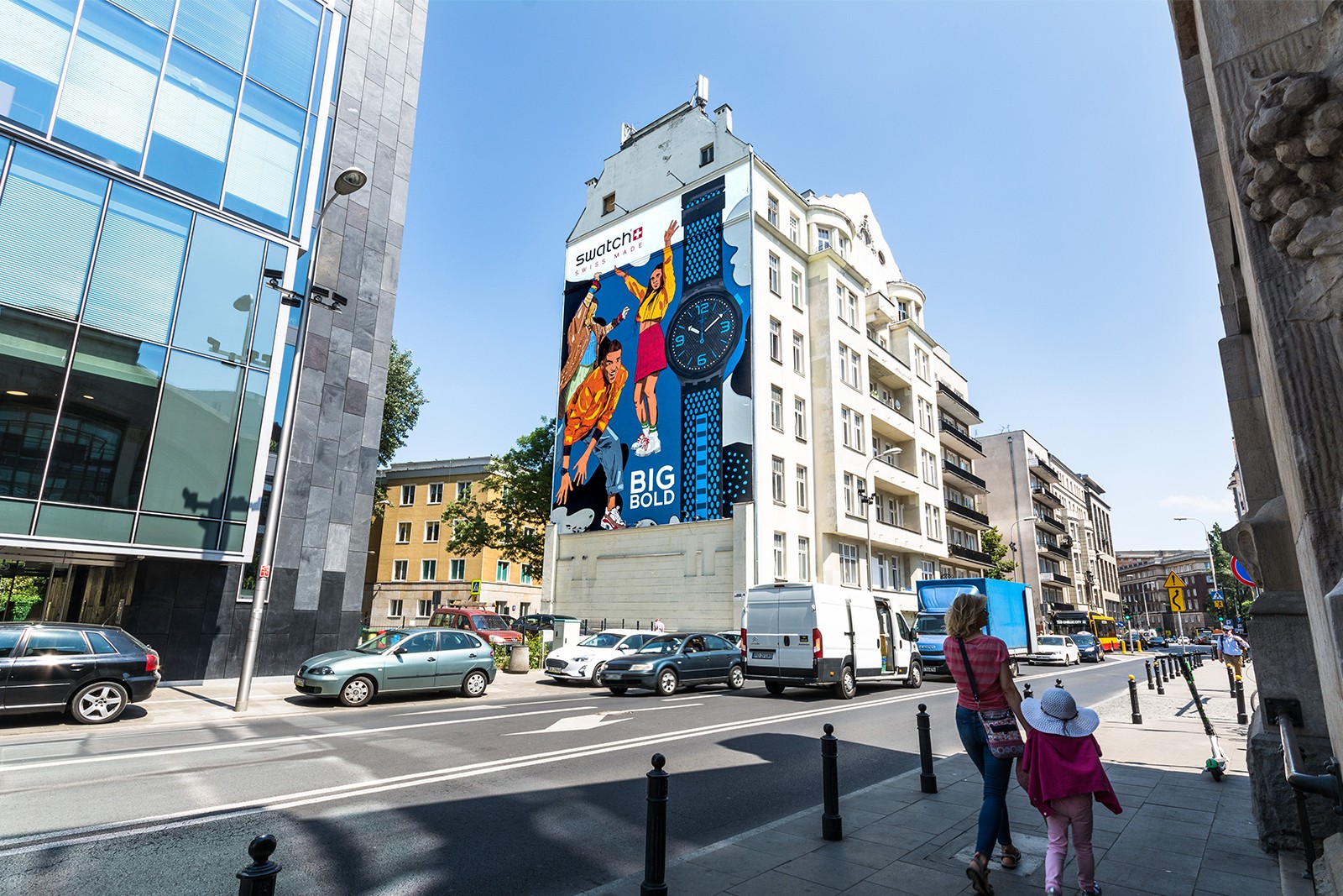 Advertising mural in Warsaw for Swatch near Piękna 47 street | Big Bold | Portfolio