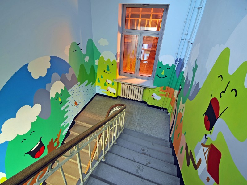 Charity event Dulux Lets Colour - Painting on the hall and stairway wall in Mother and Child Institute | Let's Colour | Portfolio