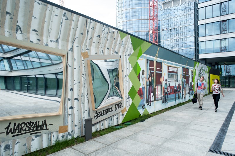 Graffiti na zamówienie z lustrami dla klienta Skanska Generation Park | Generation Park | Portfolio