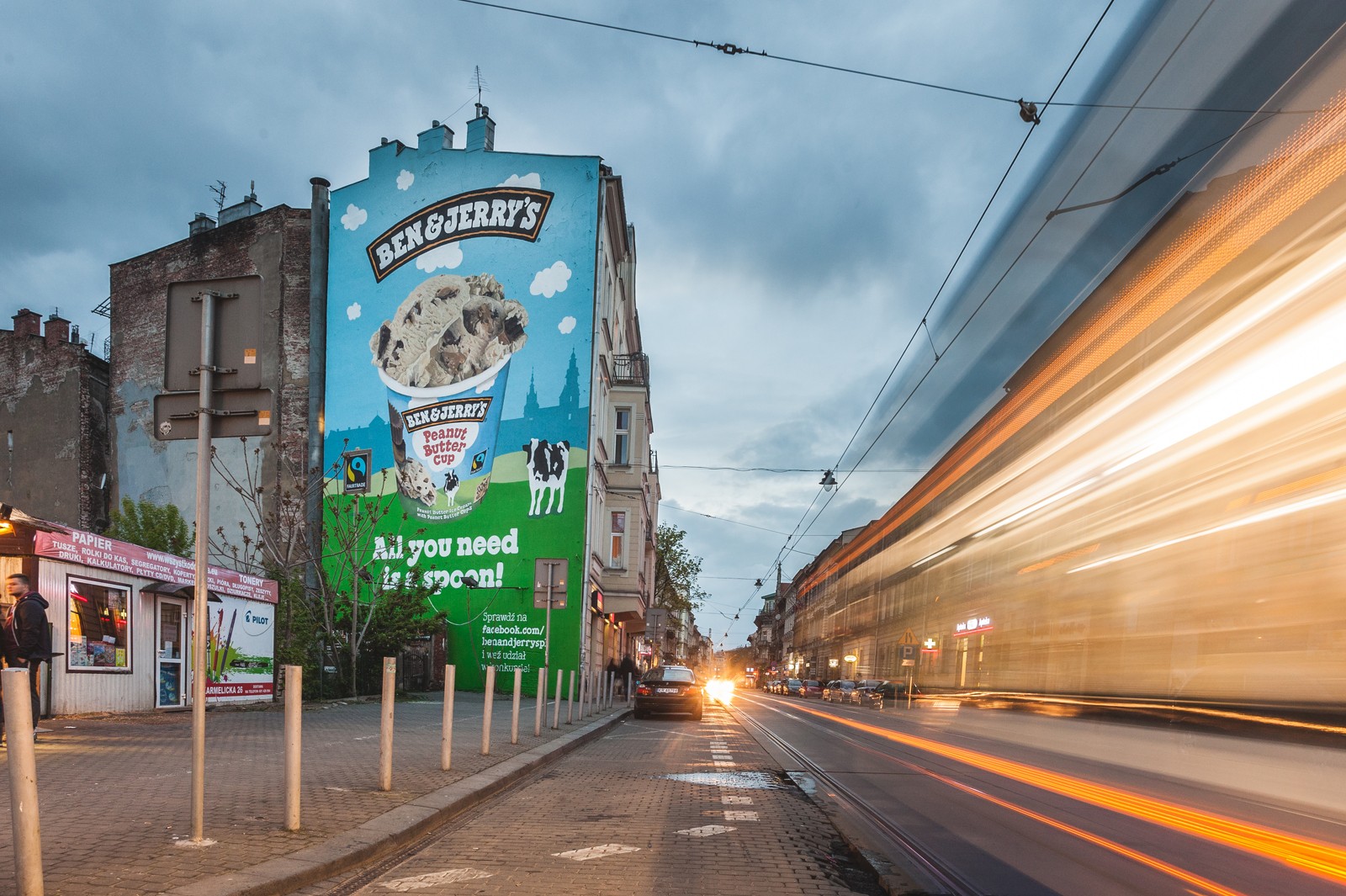 Karmelicka street in Cracow with a painted advertising mural for Unilever’s Ben&Jerry's brand | Ben & Jerry's | Portfolio