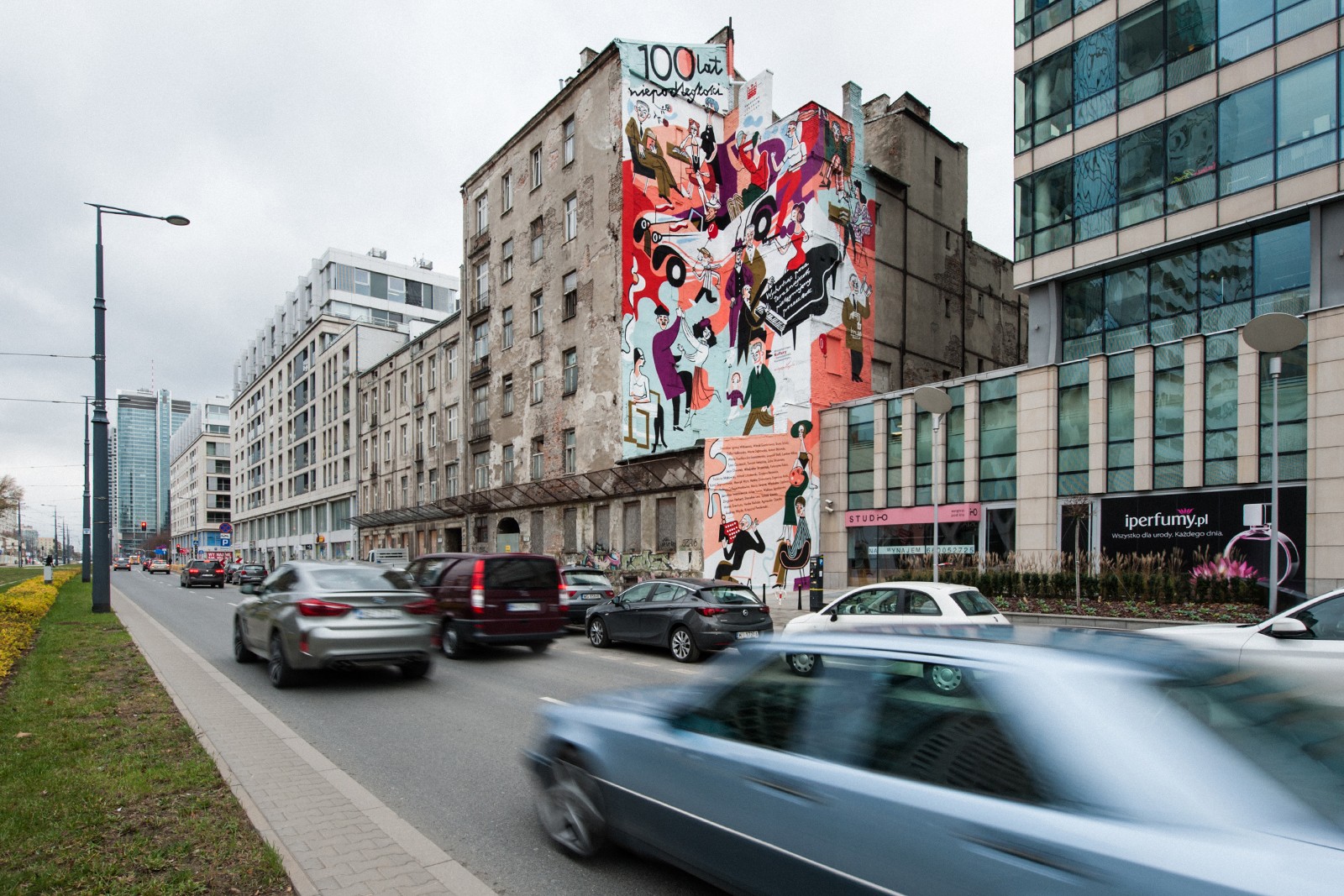 Kulturalny mural z okazji obchodów stulecia Niepodległości Polski przy Rondzie Daszyńskiego w Warszawie | Kulturalny mural na Stulecie Niepodległości Polski | Portfolio