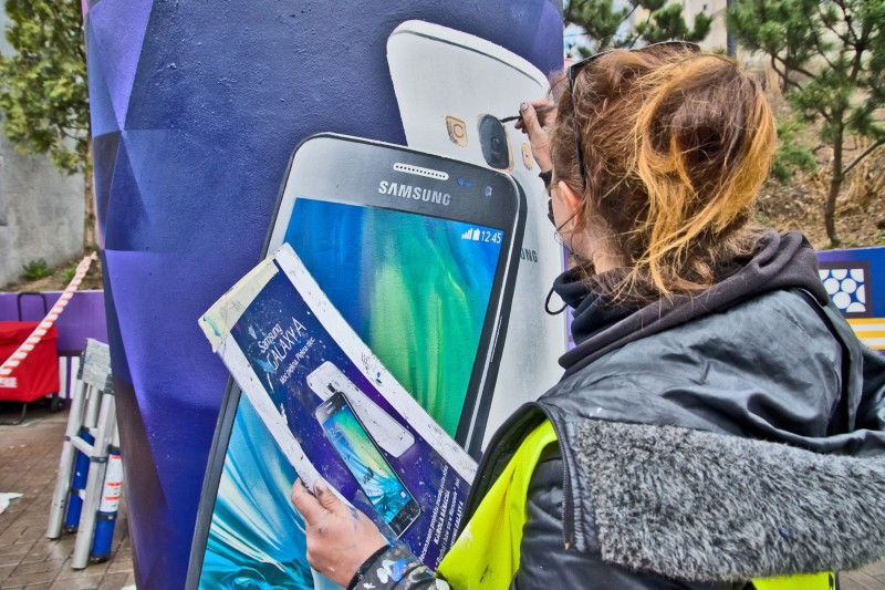 Malowidło metro centrum patelnia Samsung Galaxy A smartfon | Malowanie dla marki Samsung - patelnia Warszawa | Portfolio
