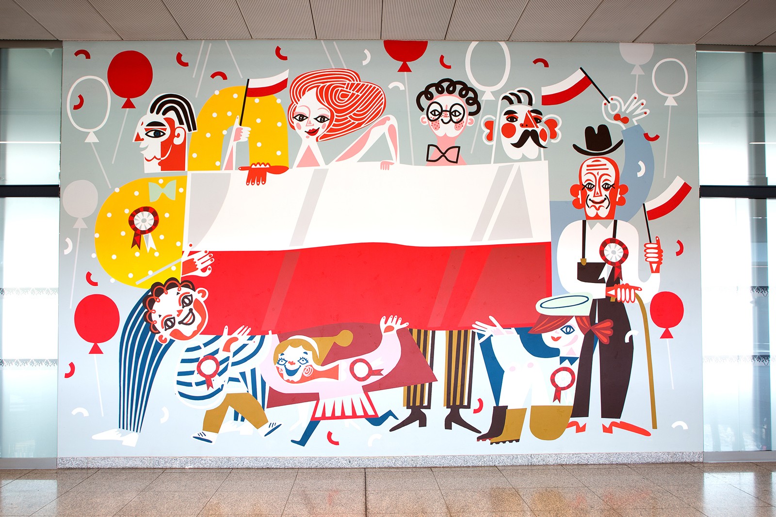 Wall painting with polish flag | Łódź Fabryczna-Święto flagi | Portfolio