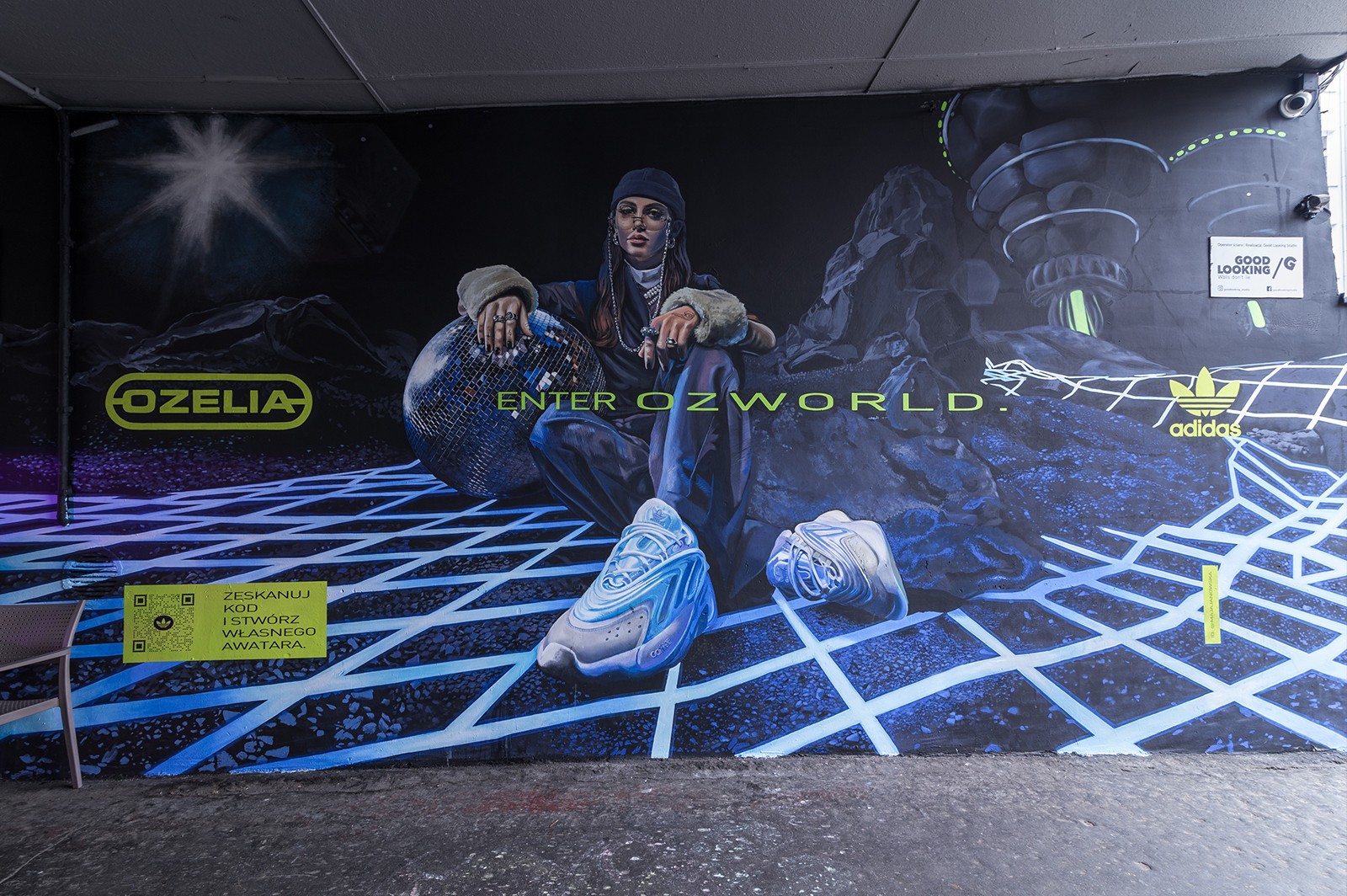 Mural Adidas w przejściu na warszawskich pawilonach | Enter OZWORLD | Portfolio