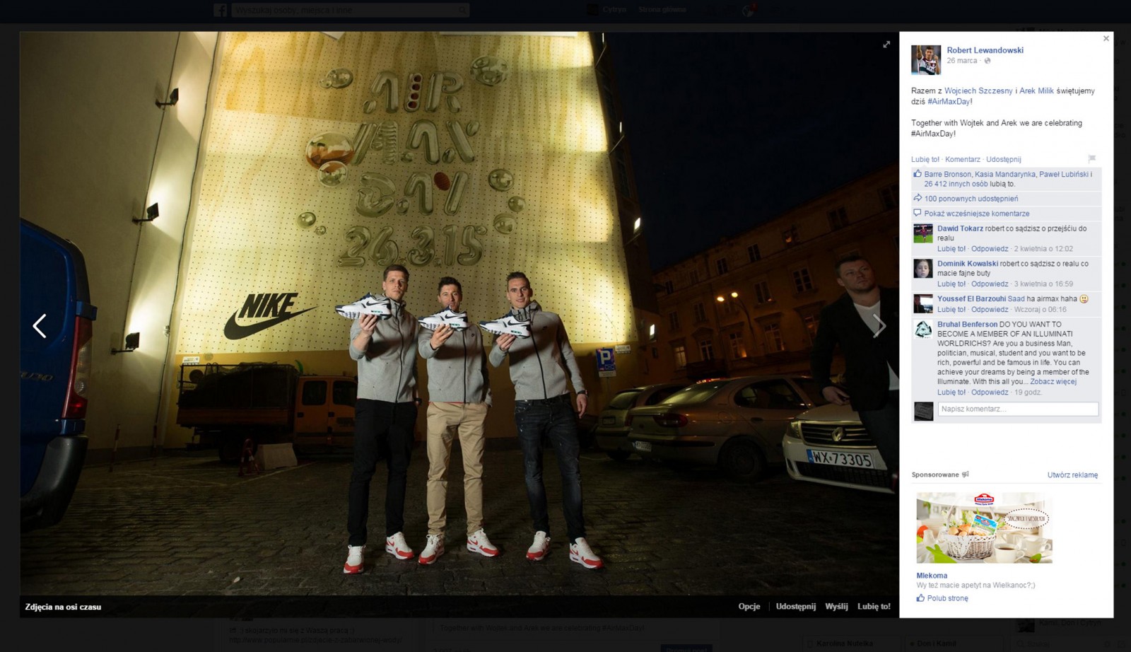Großflächiges Kunstwerk Mural Nike Airmax Bracka in Warschau Wojciech Szczesny Arek Milik Robert Lewandowski  | Airmax Day | Portfolio