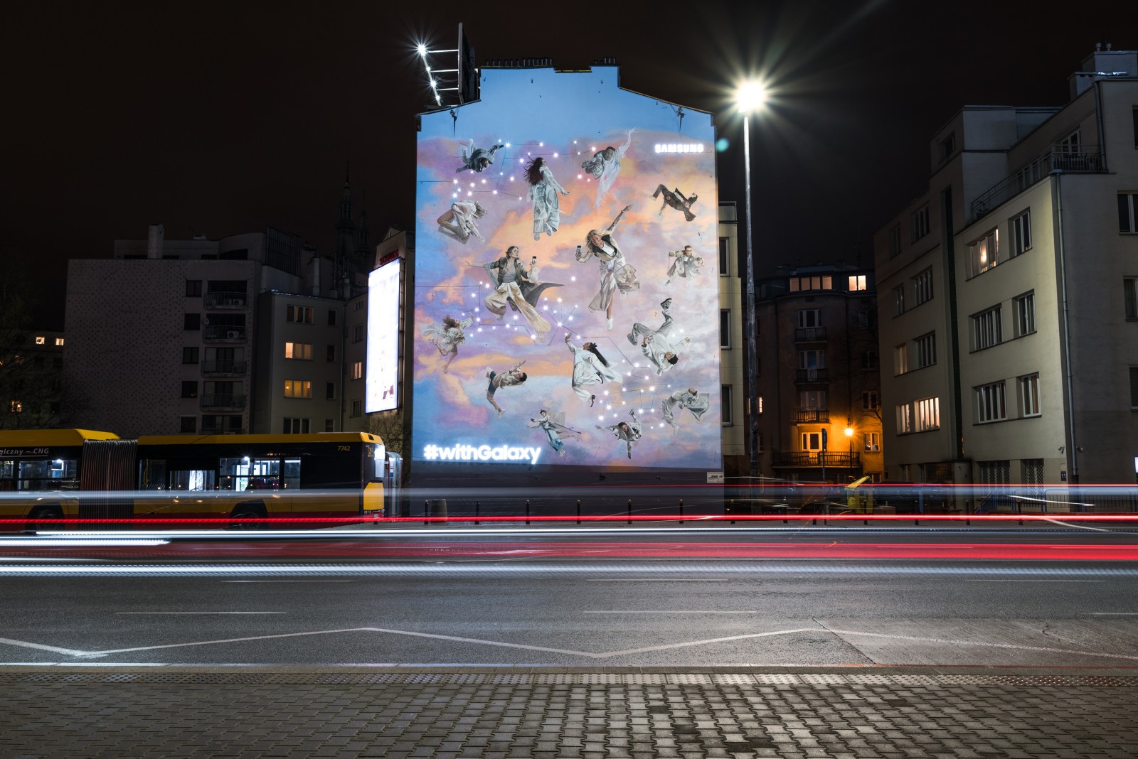Samsung mural with led lightning on Jaworzyńska 8 | #withGalaxy | Portfolio