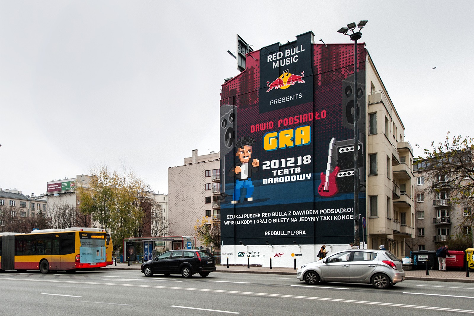 Mural advertising the concert Dawid Podsiadlo Red Bull Music in Warsaw | Red Bull Music | Portfolio