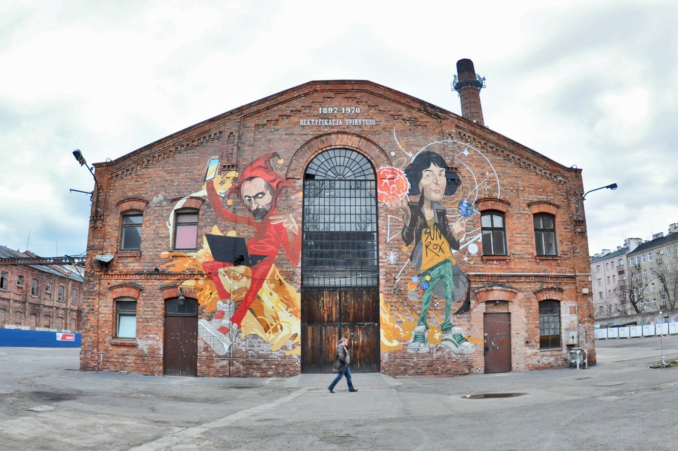 Mural artystyczny Stańczyk i Kopernik w Warszawie dla marki Żywiec | Realizacja na zlecenie Żywiec - Stańczyk i Kopernik | Portfolio