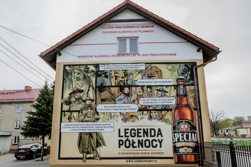 Mural artystyczny namalowany dla marki piwa Specjal w Starogardzie Gdańskim | Specjal - Legenda Północy | Portfolio