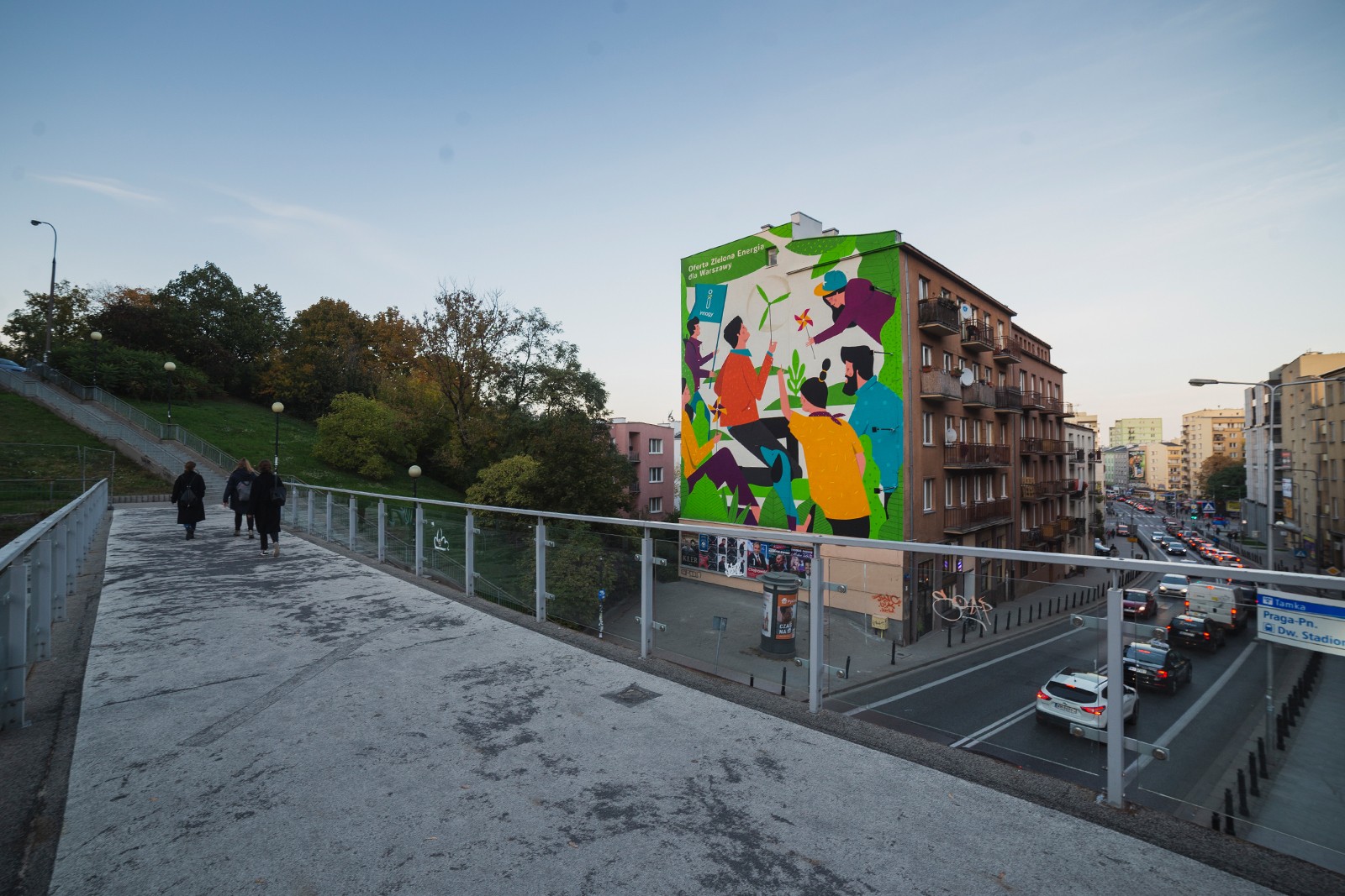 Mural dla innogy przy ul. Tamka zaprojektowany przez Dawida Ryskiego | Zielona Energia dla Warszawy | Portfolio