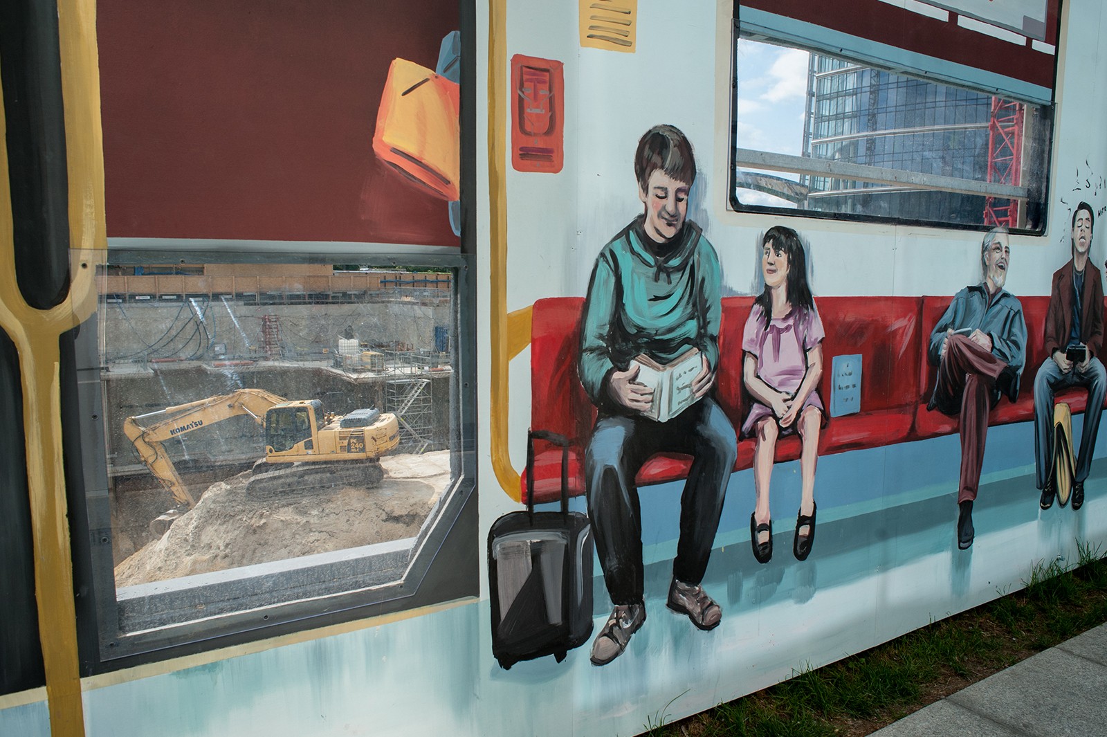 Mural na płocie obok placu budowy dla dewelopera Skanska | Generation Park | Portfolio