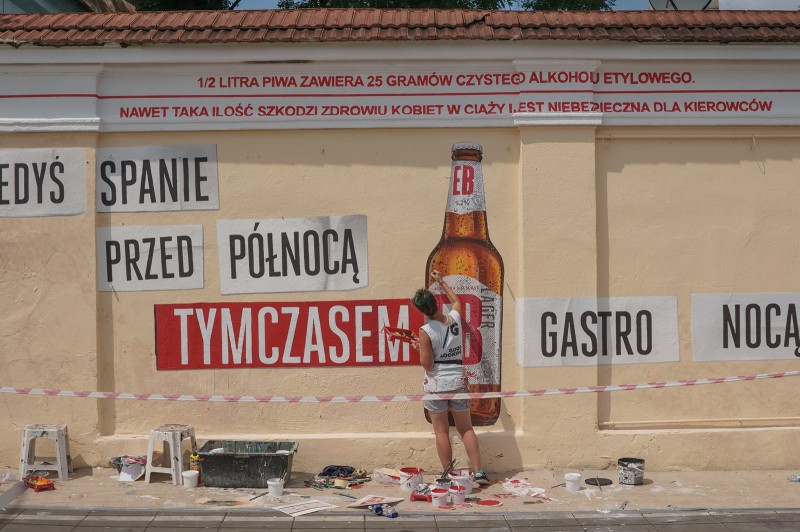 Mural na zlecenie marki piwa EB w Krakowie przy ul. Gazowej 21 | Tymczasem EB | Portfolio