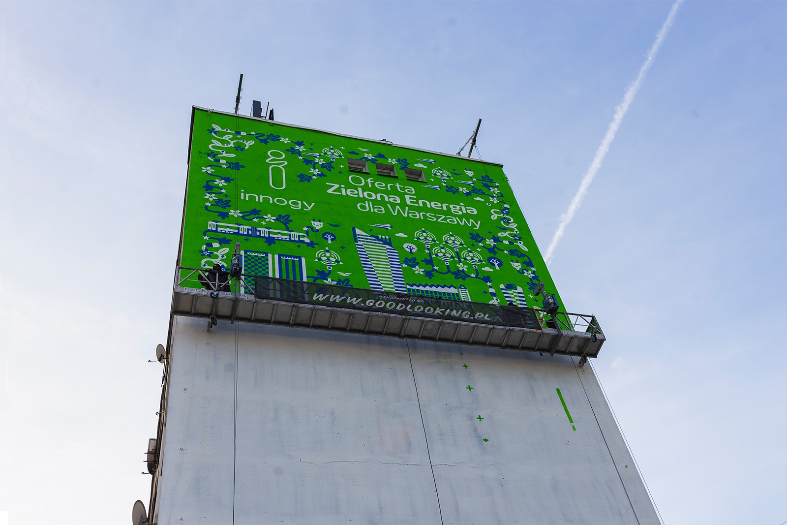 Mural promujący Docenisz prąd prosto z natury przy ul. Chmielnej w Warszawie | Zielona Energia dla Warszawy | Portfolio