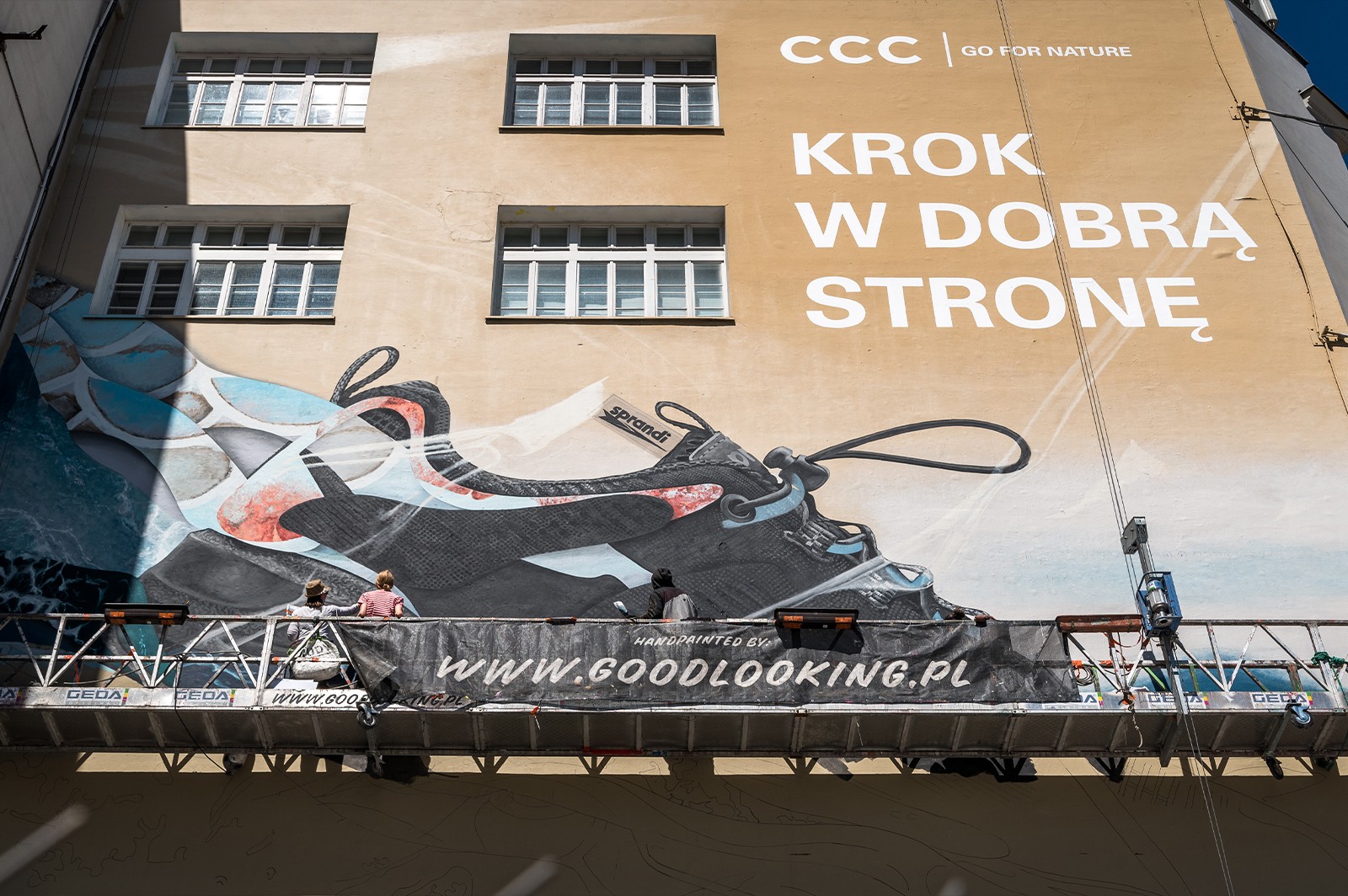 Advertising CCC mural at the city center in Warsaw | LET'S CARE | Portfolio