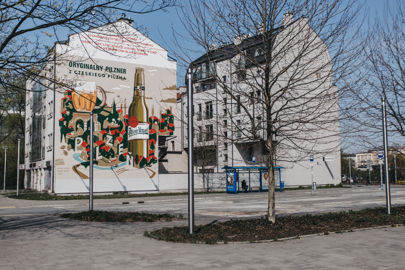 Mural reklamowy Pilsner Urquell w Krakowie Zweirzyniecka 22 | Oryginalny pilzner z czeskiego Pilzna | Portfolio