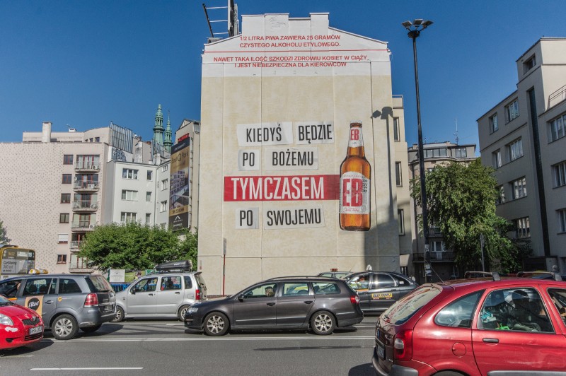 Mural reklamowy do kampanii EB w Warszawie przy ul. Jaworzyńskiej 8 w Warszawie | Tymczasem EB | Portfolio