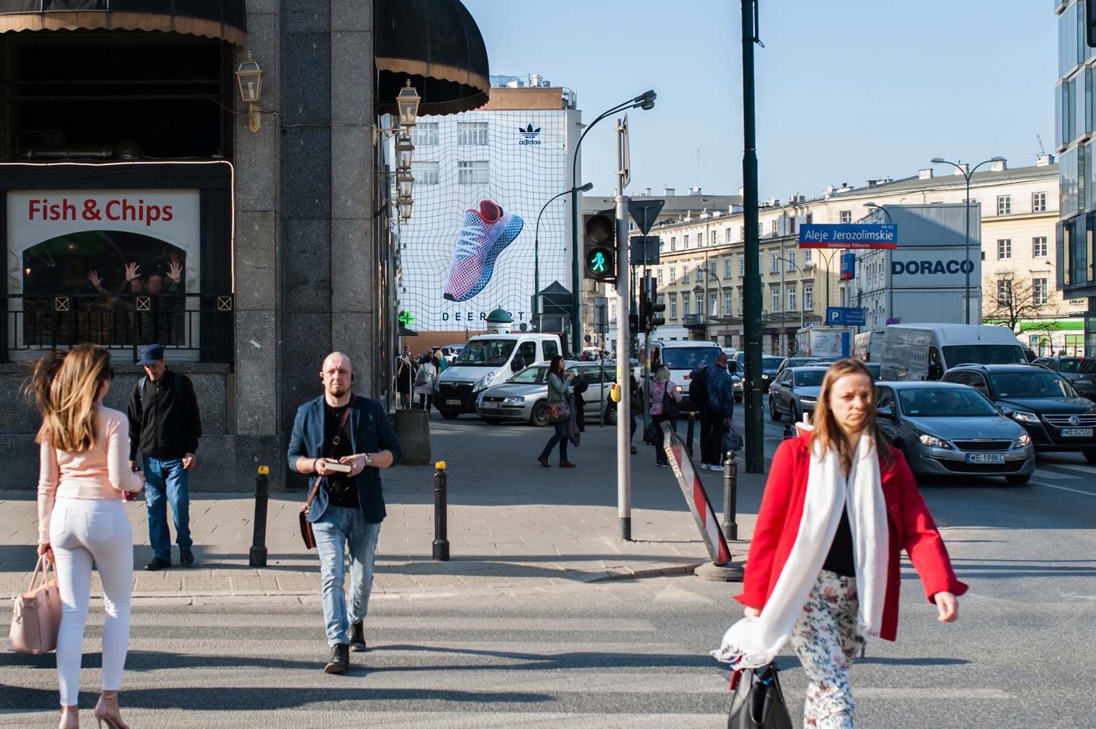 An advertising mural on 25 Bracka street in Warsaw | Adidas Deerupt | Portfolio