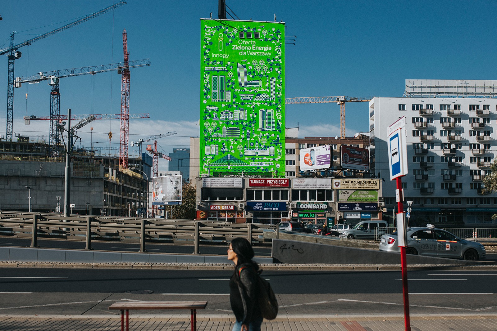 Mural reklamowy w centrum Warszawy dla marki innogy | Zielona Energia dla Warszawy | Portfolio