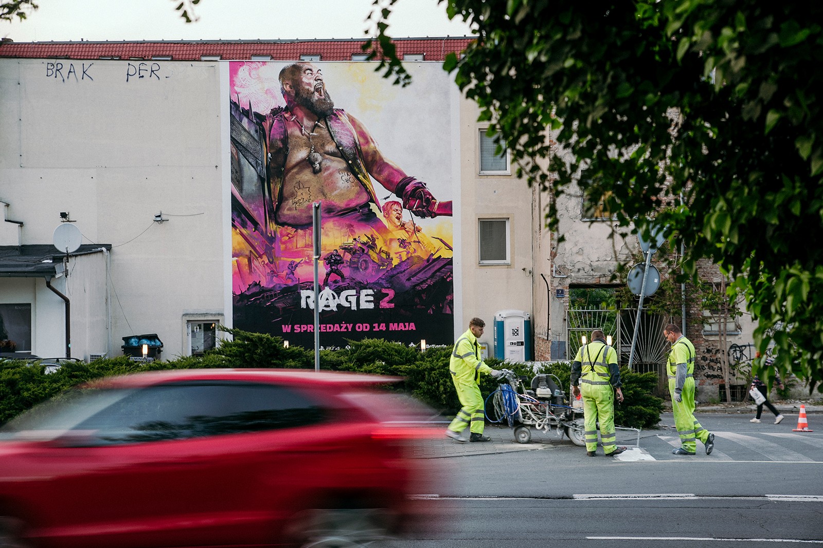 Mural reklamujący Rage 2 w Poznaniu Małe Garbary 6 | Rage 2 | Portfolio