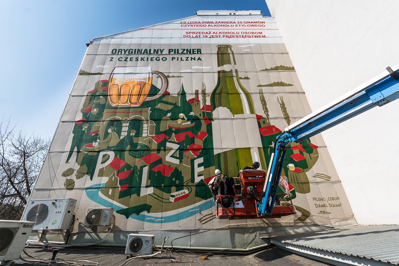 Mural reklamujący kampanię Oryginalny pilzner z czeskiego Pilzna | Original pilsner from Czech Pilsen | Portfolio