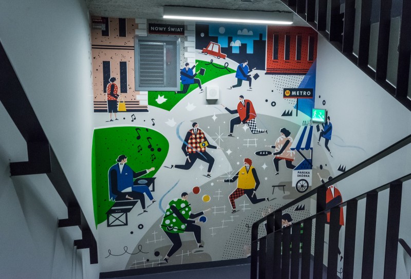 Pomalowane wnętrze biurowca Q22 w Warszawie według projektu Martyny Wójcik-Śmierskiej | Malowanie na zlecenie Deloitte | Portfolio