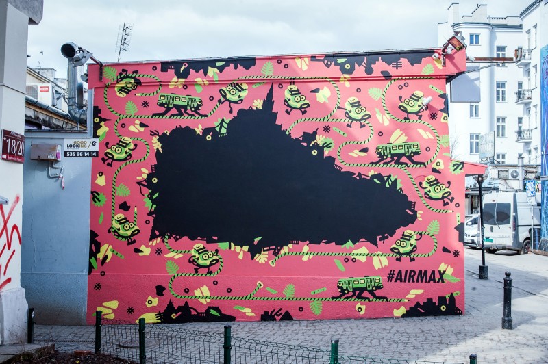 Powstający mural dla marki Nike Air Max na warszawskich pawilonach | Jan Kallwejt, Lis Kula oraz Swanski - AirMax Day 2016 | Portfolio