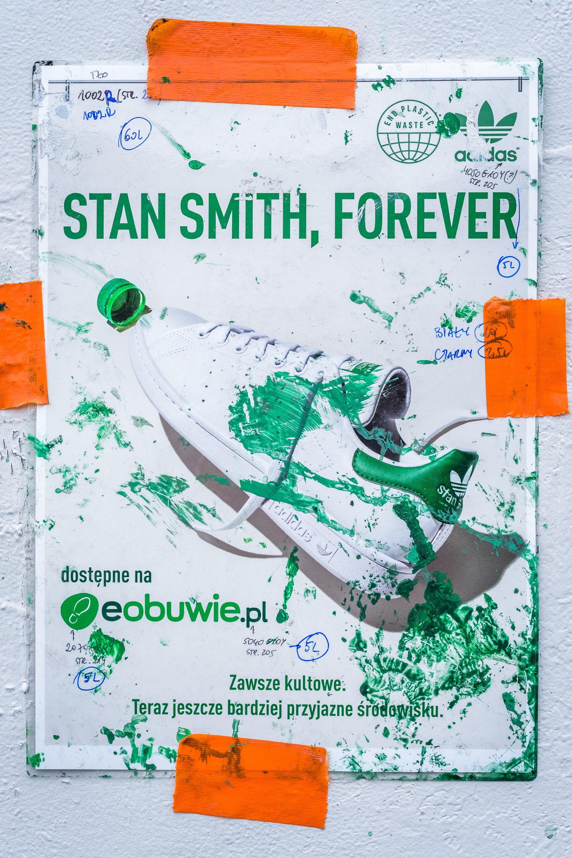 Ręcznie malowana reklama wielkoformatowa Adidas w Warszawie | STAN SMITH, FOREVER | Portfolio