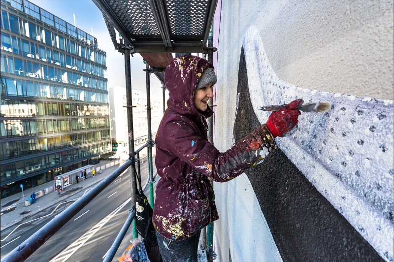 Ręcznie malowany mural artystyczny przy Metrze Politechnika w Warszawie 2020 | SUPERSTAR 2020 | Portfolio