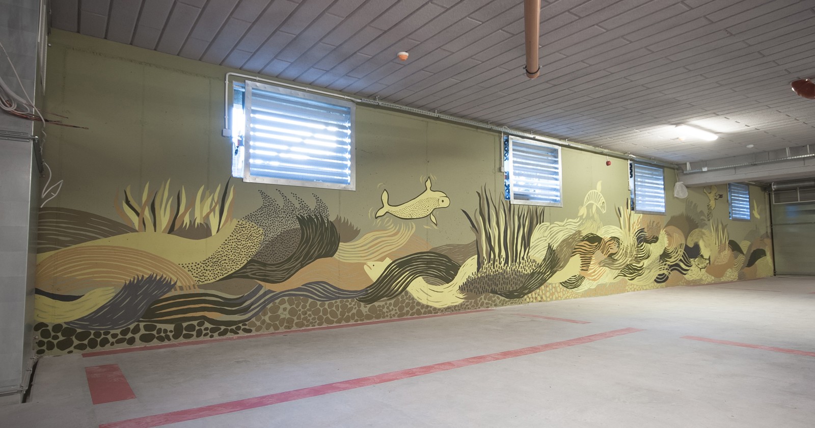 Warschau Powisle Mural in der Garage im Apartmenthaus Dynasy | Apartmenthaus  | Portfolio