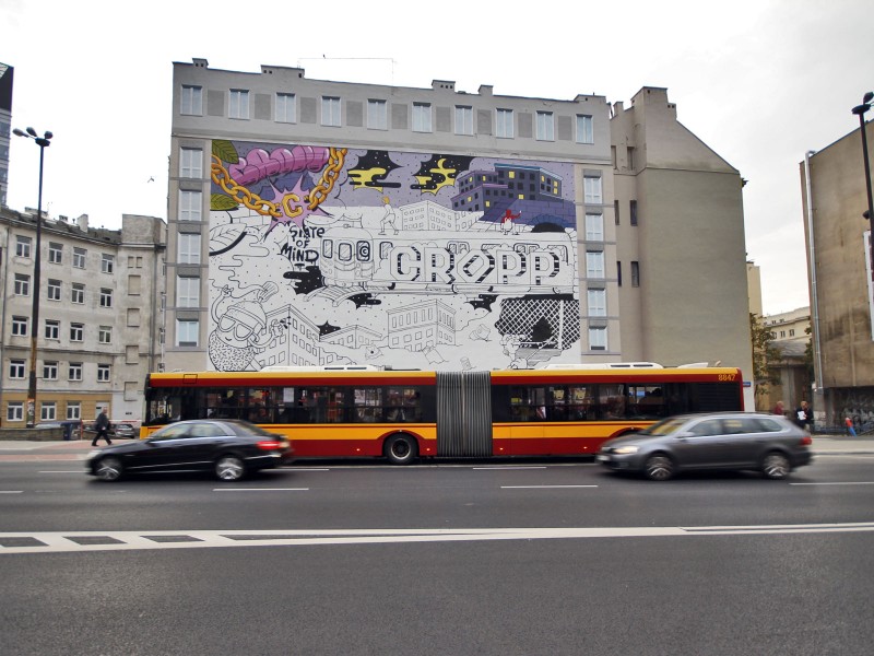 gif graffiti kampania Cropp mural reklamowy Warszawa Politechnika | reklama malowana jako gif dla Cropp | Portfolio