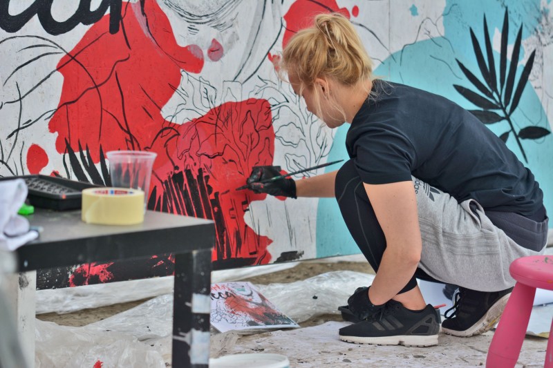 Malowanie ściany dla Adidas UEFA Warszawa mural | projekt specjalny na zlecenie Adidas | Portfolio