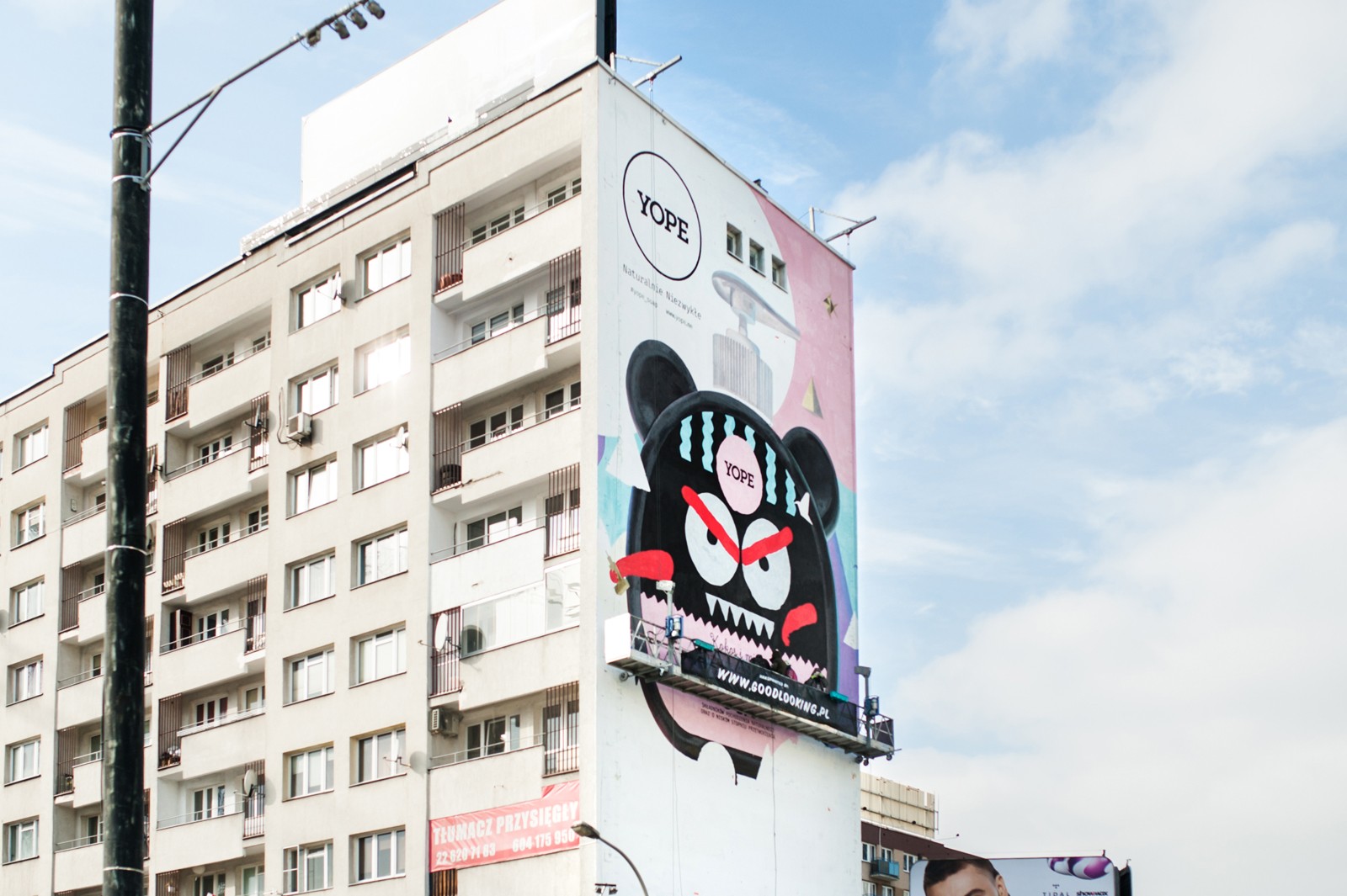 mural for yope brand on block of flats next to zlote tarasy | YOPE | Portfolio